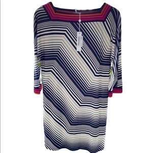 New with tags Trina Turk indigo and pearl Geo bottle square-neck body co…